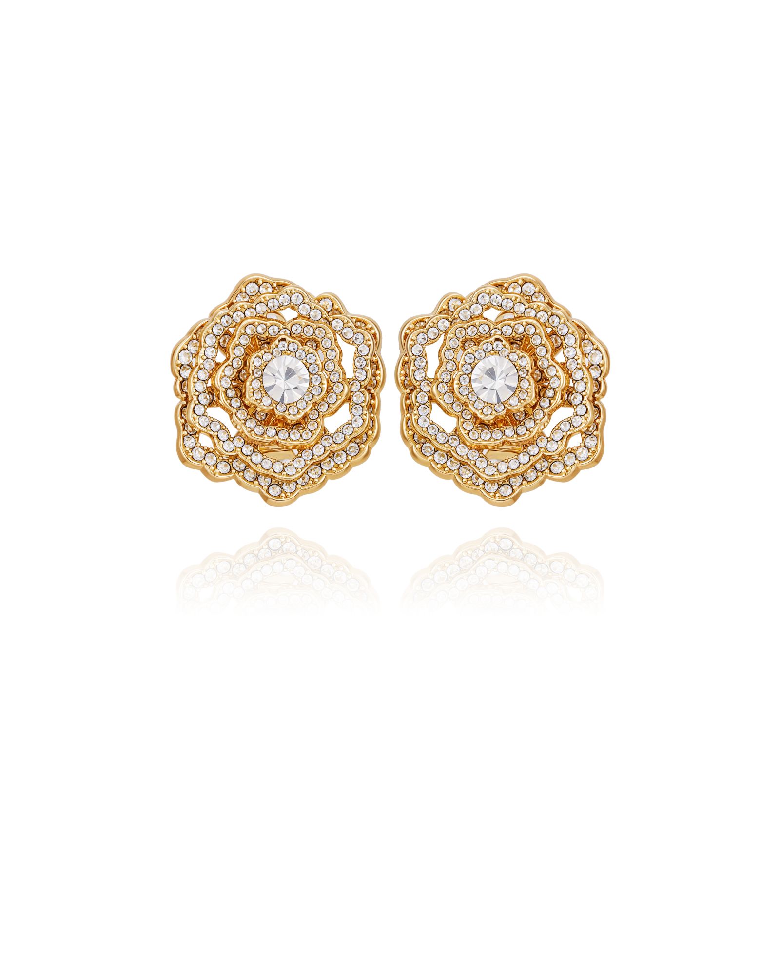 GUESS Glass Stone Floral Stud Earrings