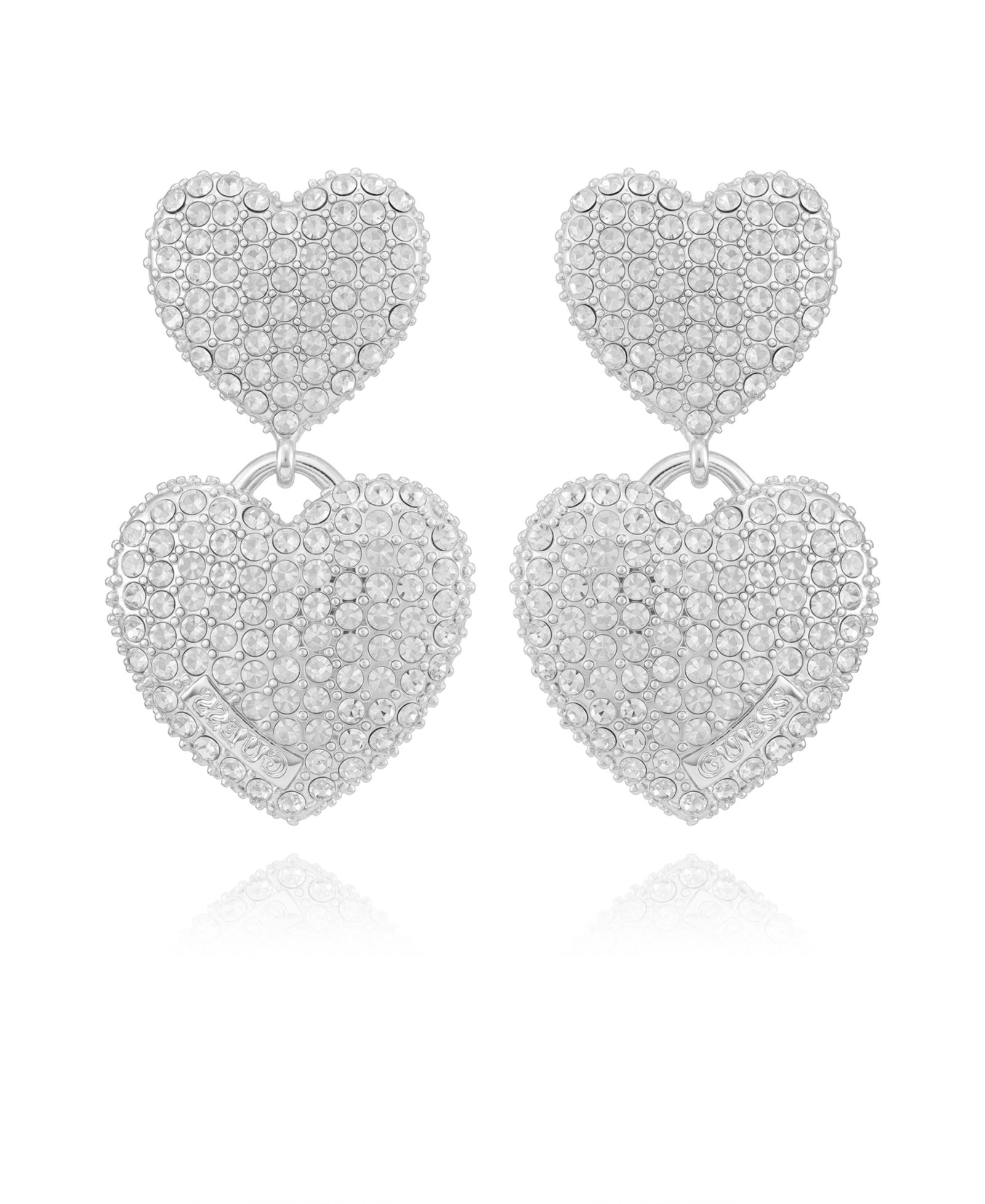 Серьги GUESS Glass Stone Double Heart Drop