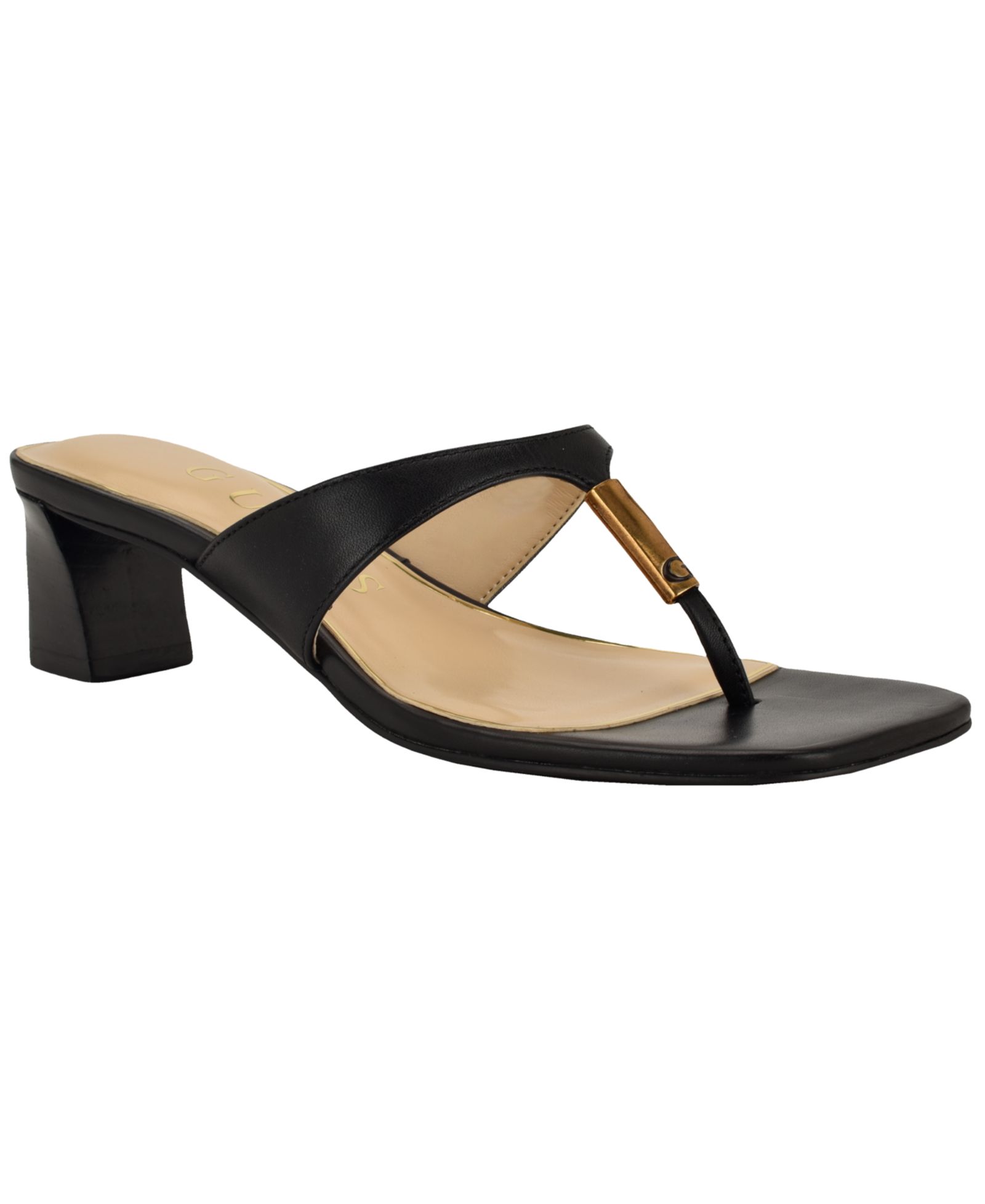 GUESS Women's Yaiza Leather Block Heel City Sandals