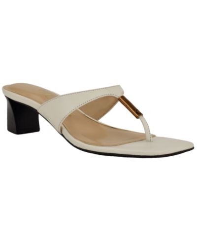 GUESS Women's Yaiza Leather Block Heel City Sandals