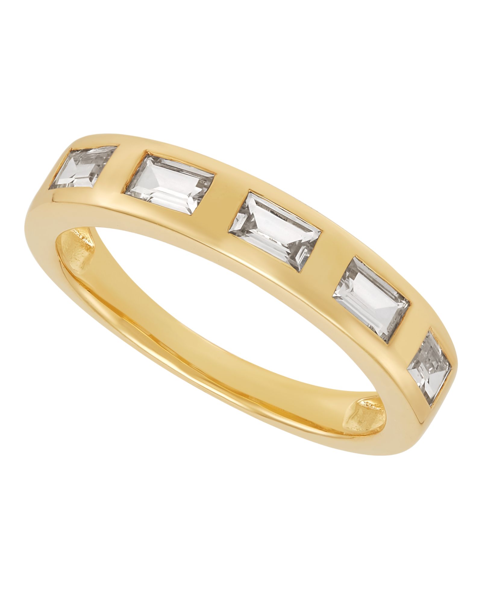 Macy's Lab Grown White Sapphire Band Ring (1-1/4 ct. t.w.) in 14k Yellow Gold-Plated Sterling Silver