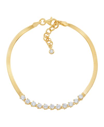 Браслет Macy's Lab Grown White Sapphire в 14k Yellow Gold-Plated Sterling Silver