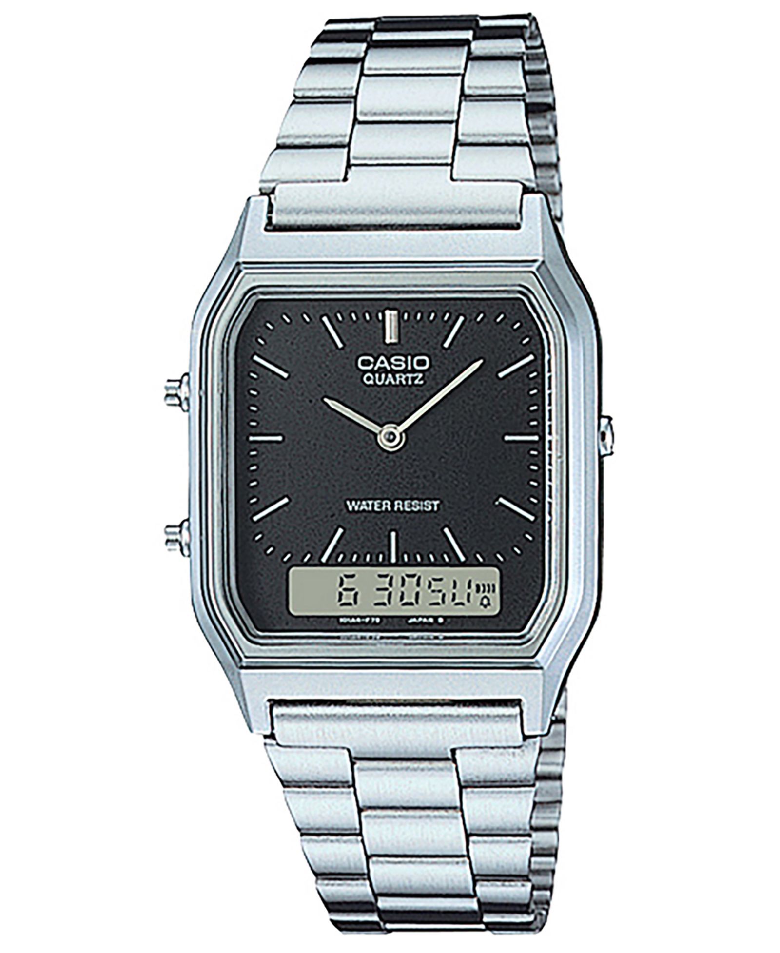 Casio Unisex Analog Digital Silver-Tone Stainless Steel Watch 29.8mm