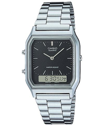 Casio Unisex Analog Digital Silver-Tone Stainless Steel Watch 29.8mm