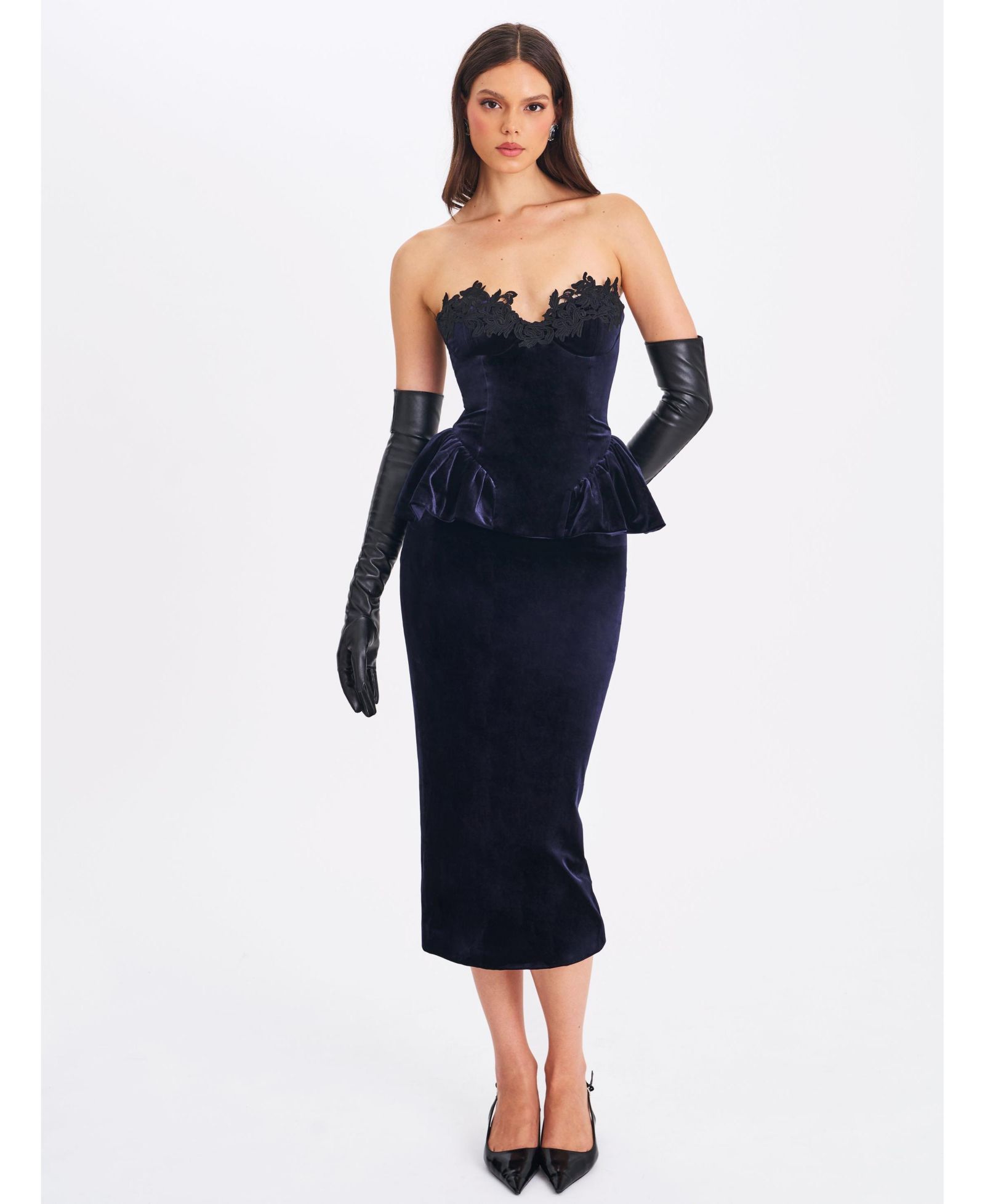 Женское платье макси Miss Circle Pascha Black Lace Appliqué