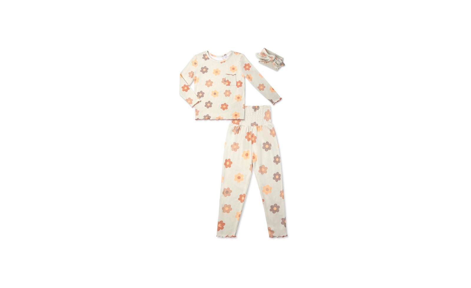Детский комплект Everly Grey Little Girls Charlie Fitted Two-Piece Long Sleeve Pajamas и Head Wrap