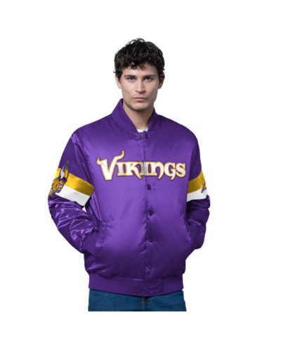 Starter Мужская куртка на кнопках с принтом Minnesota Vikings, фиолетовая