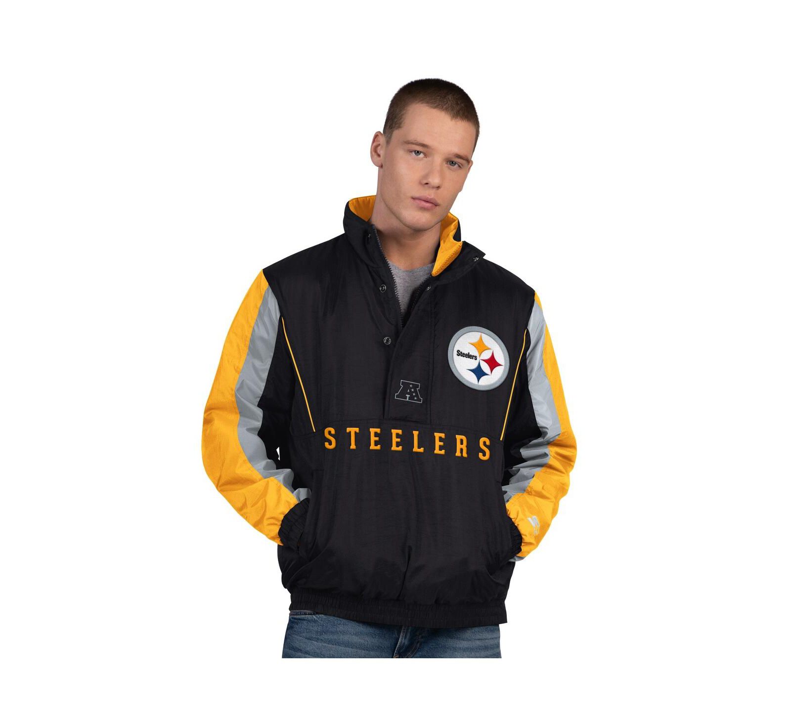 Starter Men's Black Pittsburgh Steelers Thursday Night Gridiron Half-Zip Jacket
