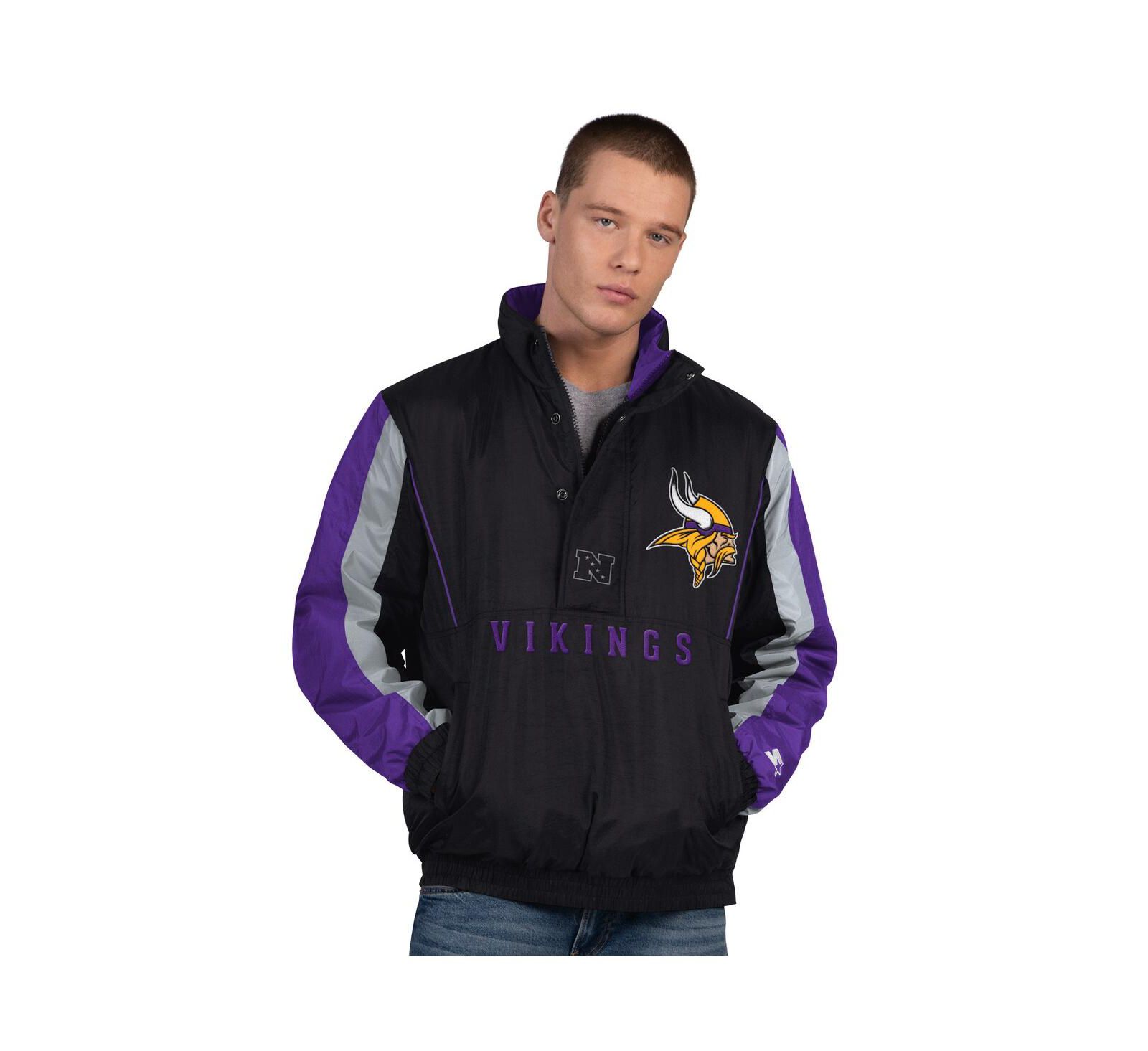 Starter Мужская черная куртка Minnesota Vikings Thursday Night Gridiron Half-Zip