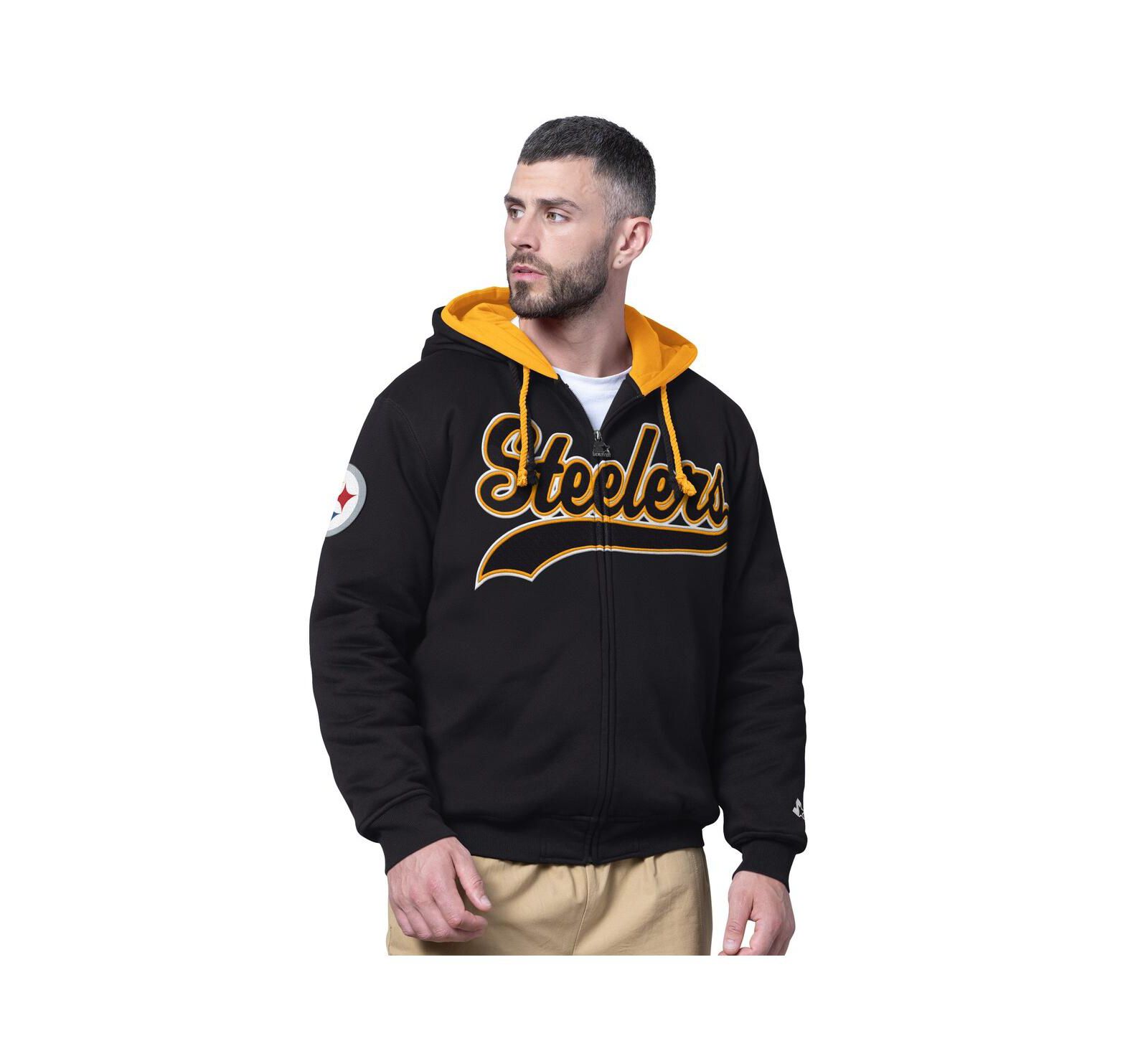 Мужское худи Starter Black Pittsburgh Steelers Big Shot Full-Zip Double