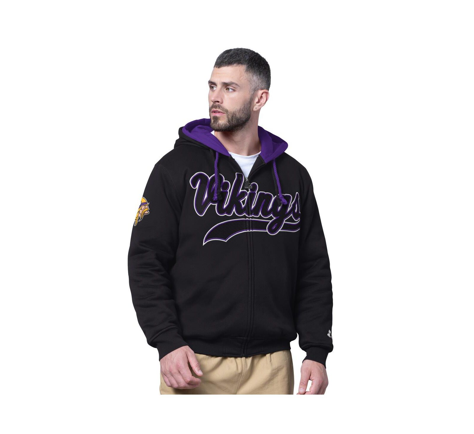 Starter мужское худи Minnesota Vikings Big Shot Full-Zip Double Hoodie Black