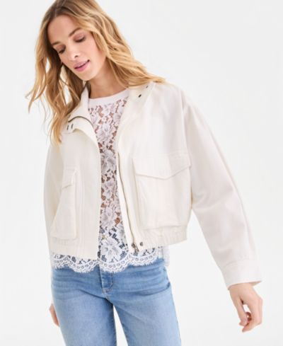 I.N.C. International Concepts Women's Denim Bomber Jacket, Macy's Exclusive