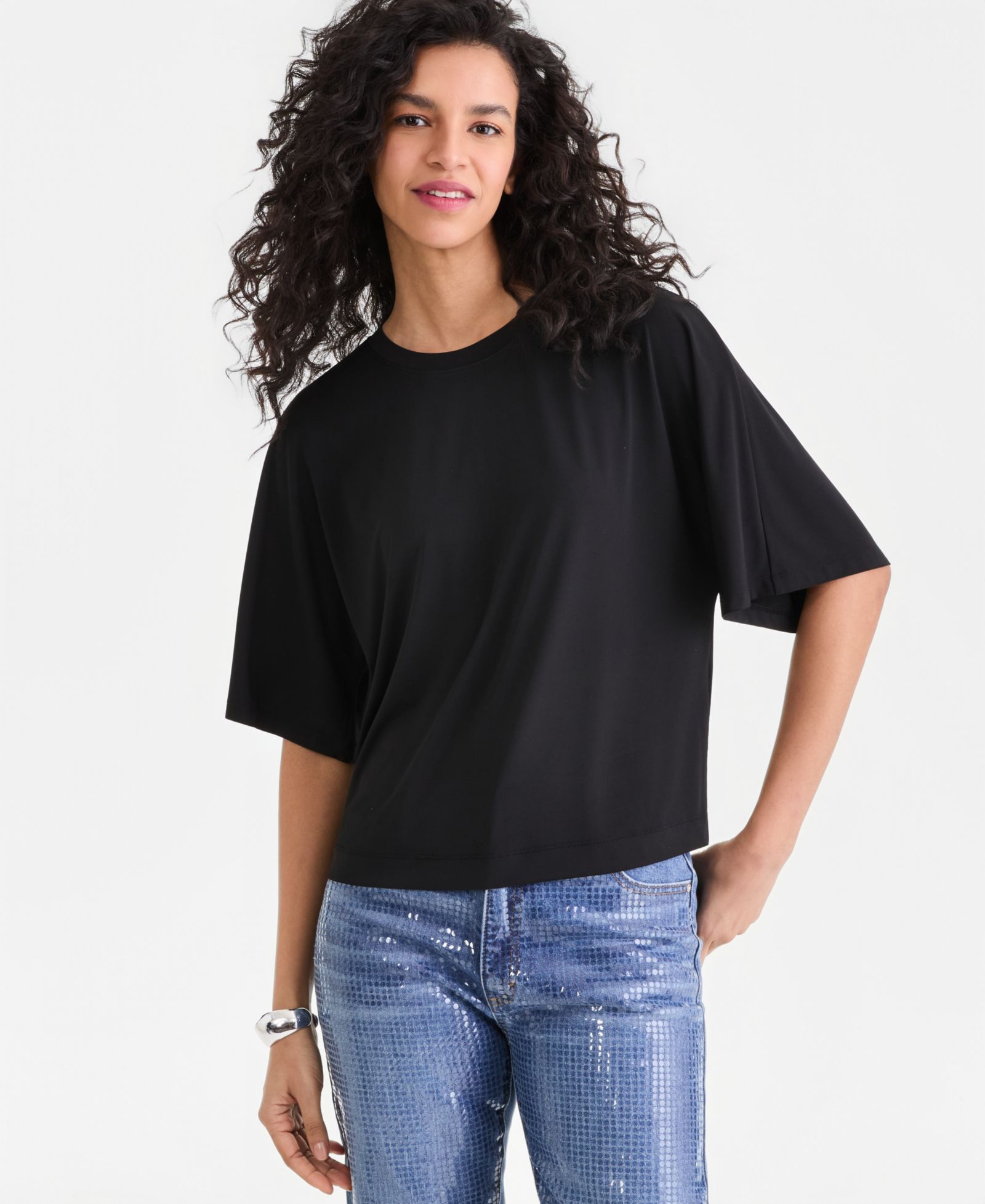 I.N.C. International Concepts Women's Silky Jersey Elbow-Sleeve T-Shirt, Macy's Exclusive