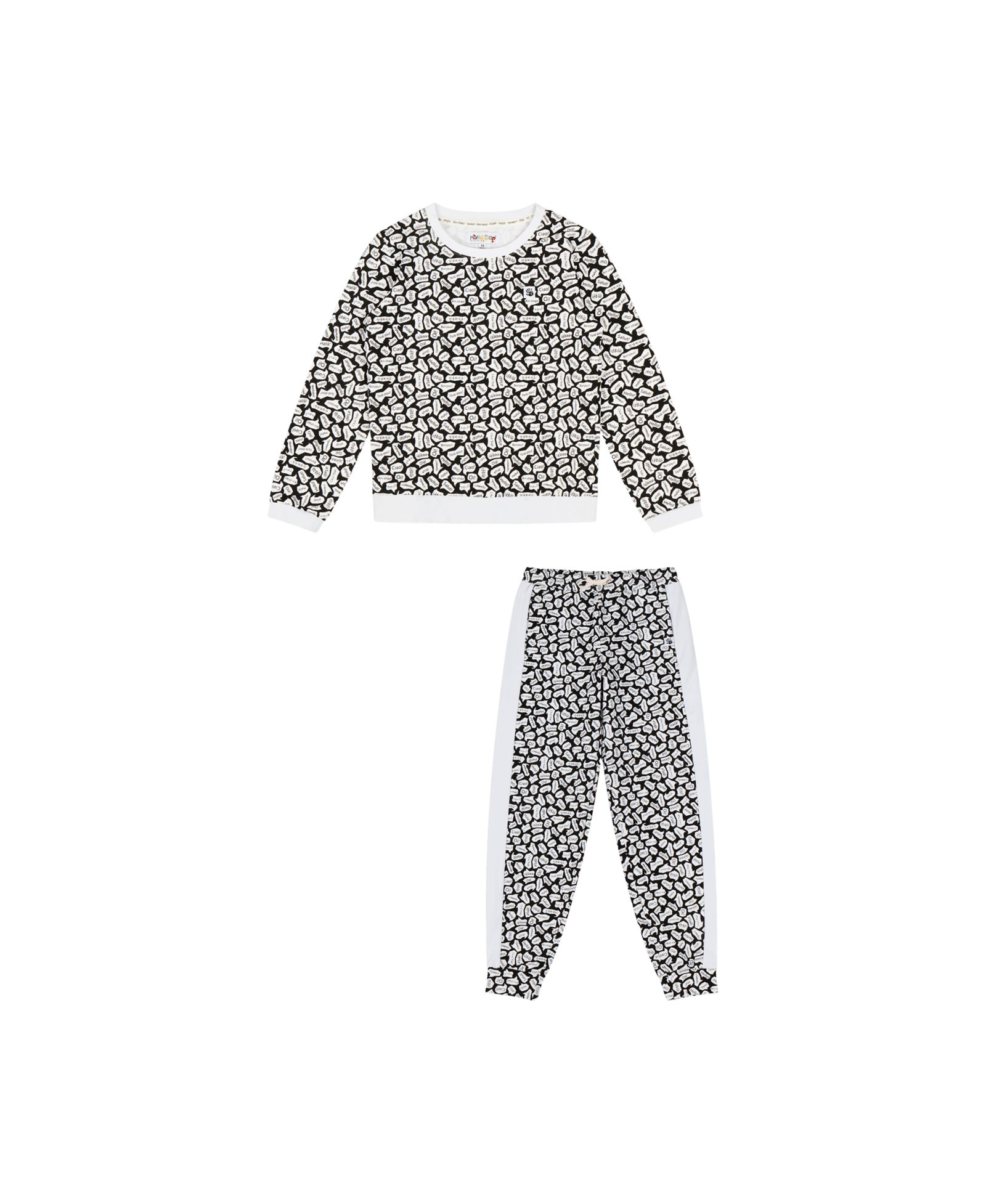 Mixed Up Clothing Kids Crewneck Sweatshirt and Jogger Pants Set - Black/White-Hello