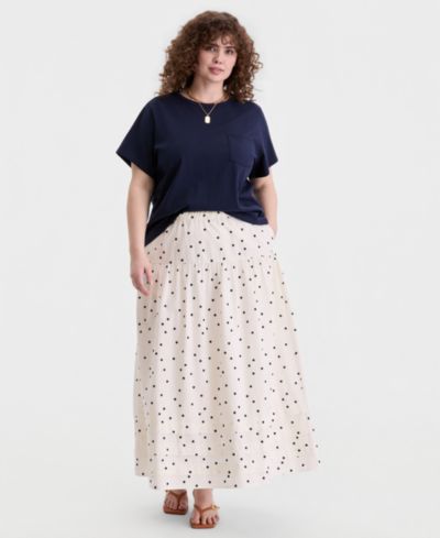 On 34th Trendy Plus Size Dot Print Maxi Skirt, Macy's Exclusive