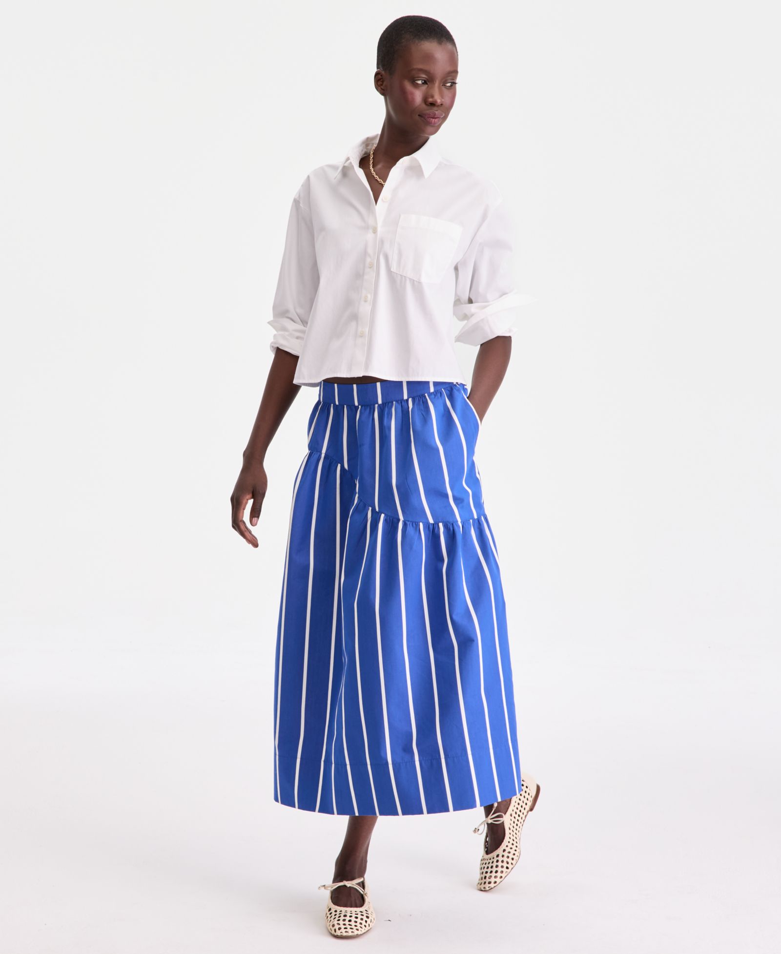 On 34th Women's Pull On Stella Poplin Midi Skirt, Macy's Exclusive