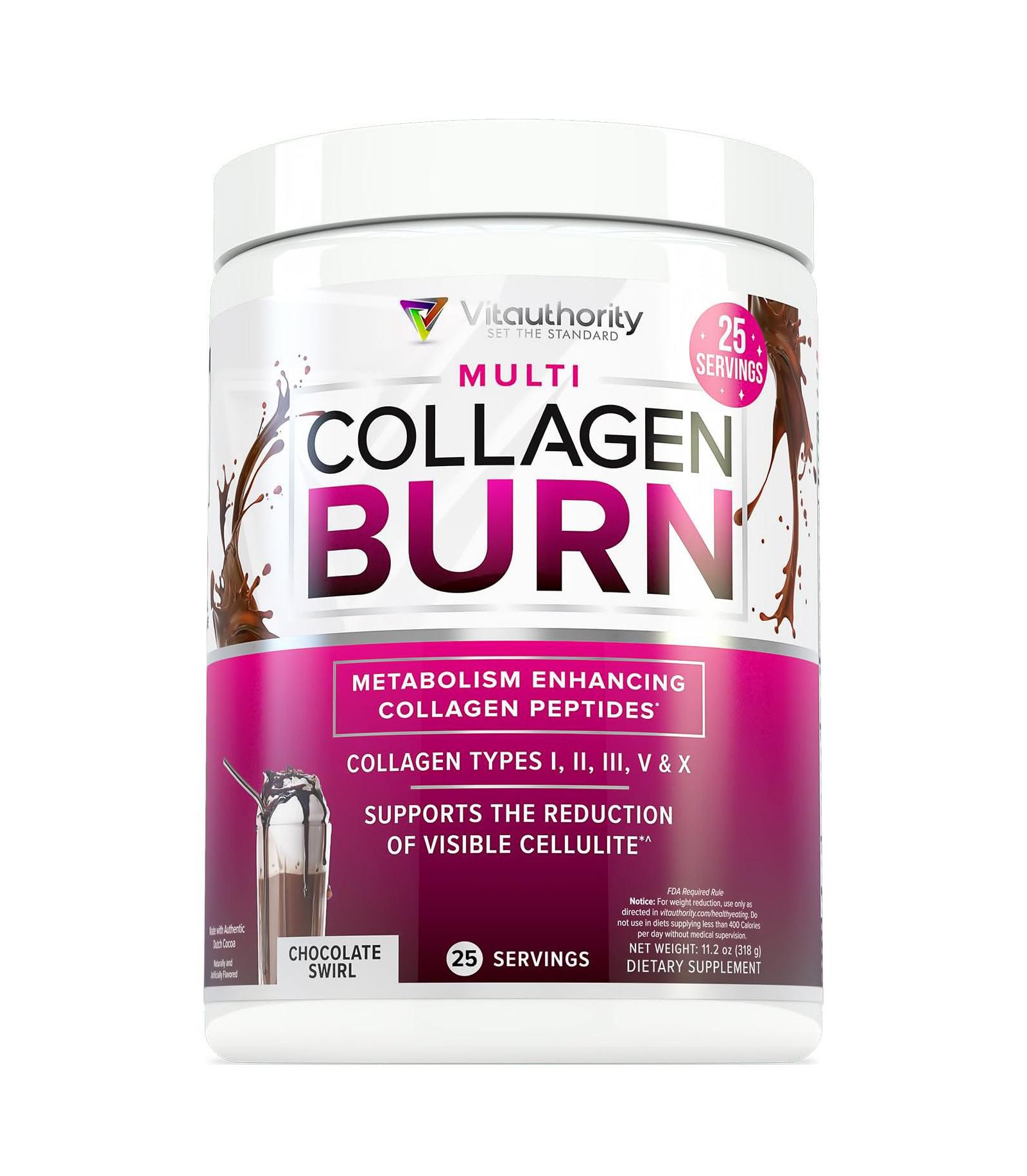 Vitauthority Multi Collagen Burn, шоколадный вкус, 318gm