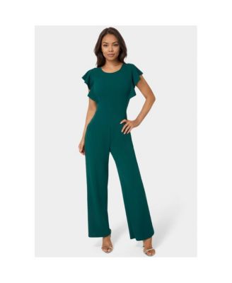 Женский комбинезон Bebe Women's Scuba Crepe с рюшем на рукаве