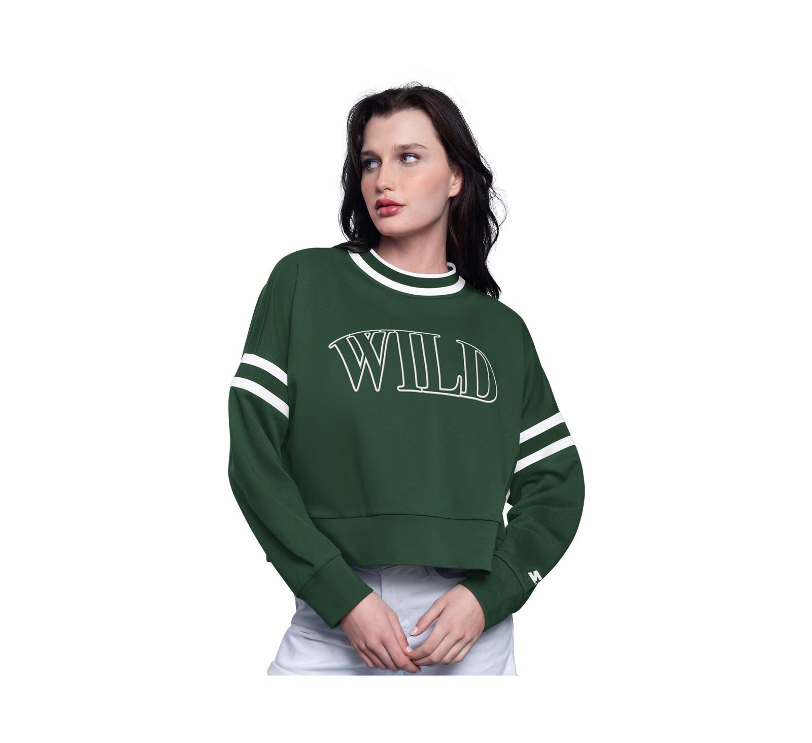 Женское укороченное худи Starter Green Minnesota Wild Power Play Pullover Sweatshirt