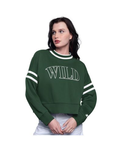 Женское укороченное худи Starter Green Minnesota Wild Power Play Pullover Sweatshirt