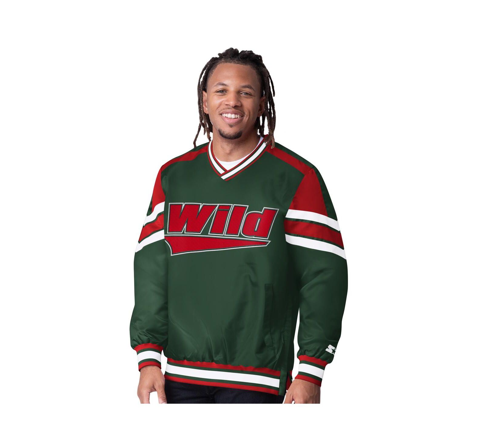 Starter Men's Green Minnesota Wild Reliever V-Neck Pullover Jacket