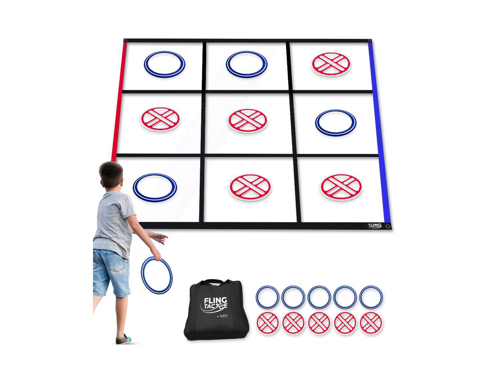Fling Tac Toe гигантская игра в крестики-нолики (9ft x 9ft) для улицы | всепогодная игра для взрослых и семьи