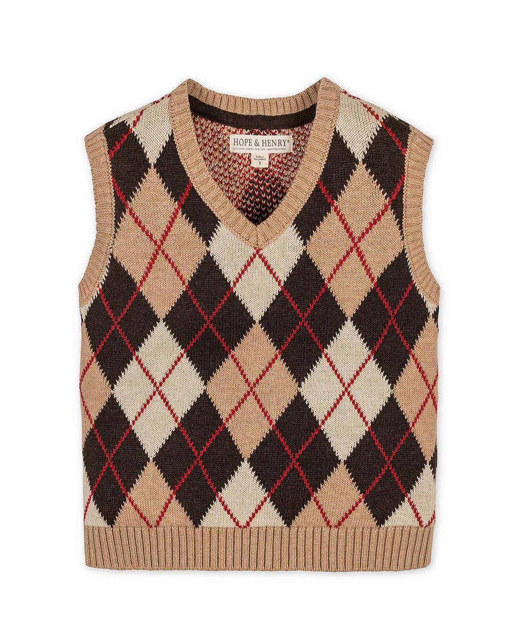 Hope & Henry Детский вязаный жилет Organic V-Neck Argyle