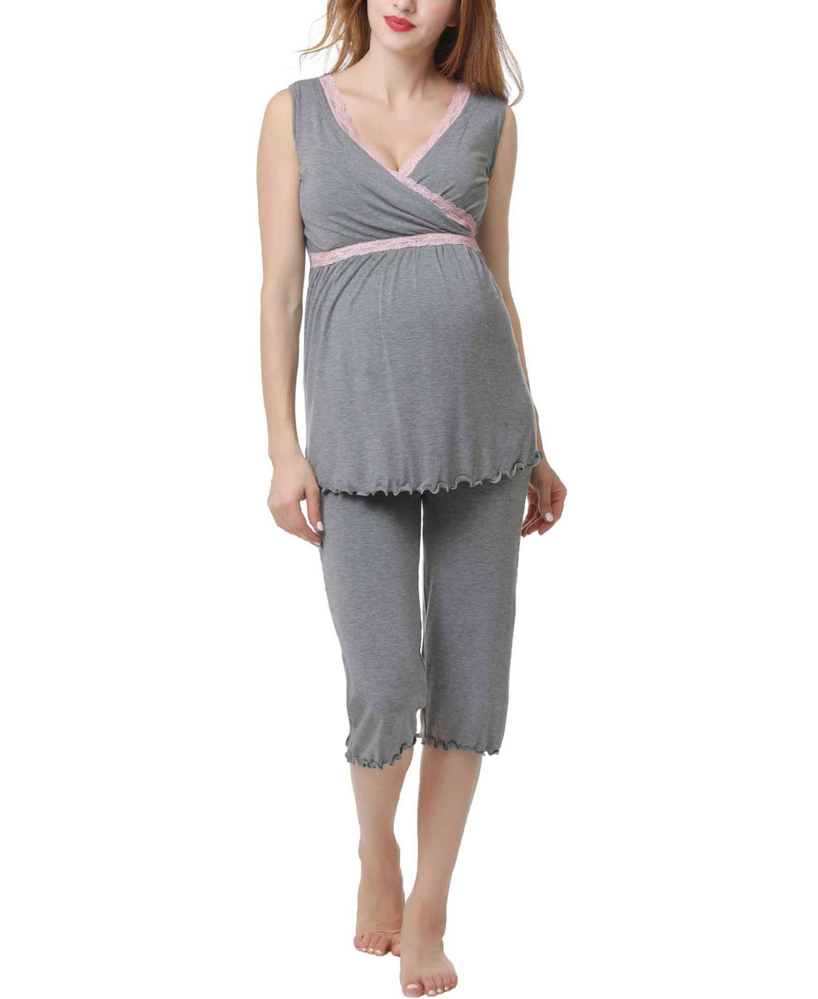 kimi + kai Maternity kimi + kai Nursing 2-Piece Pajama Set
