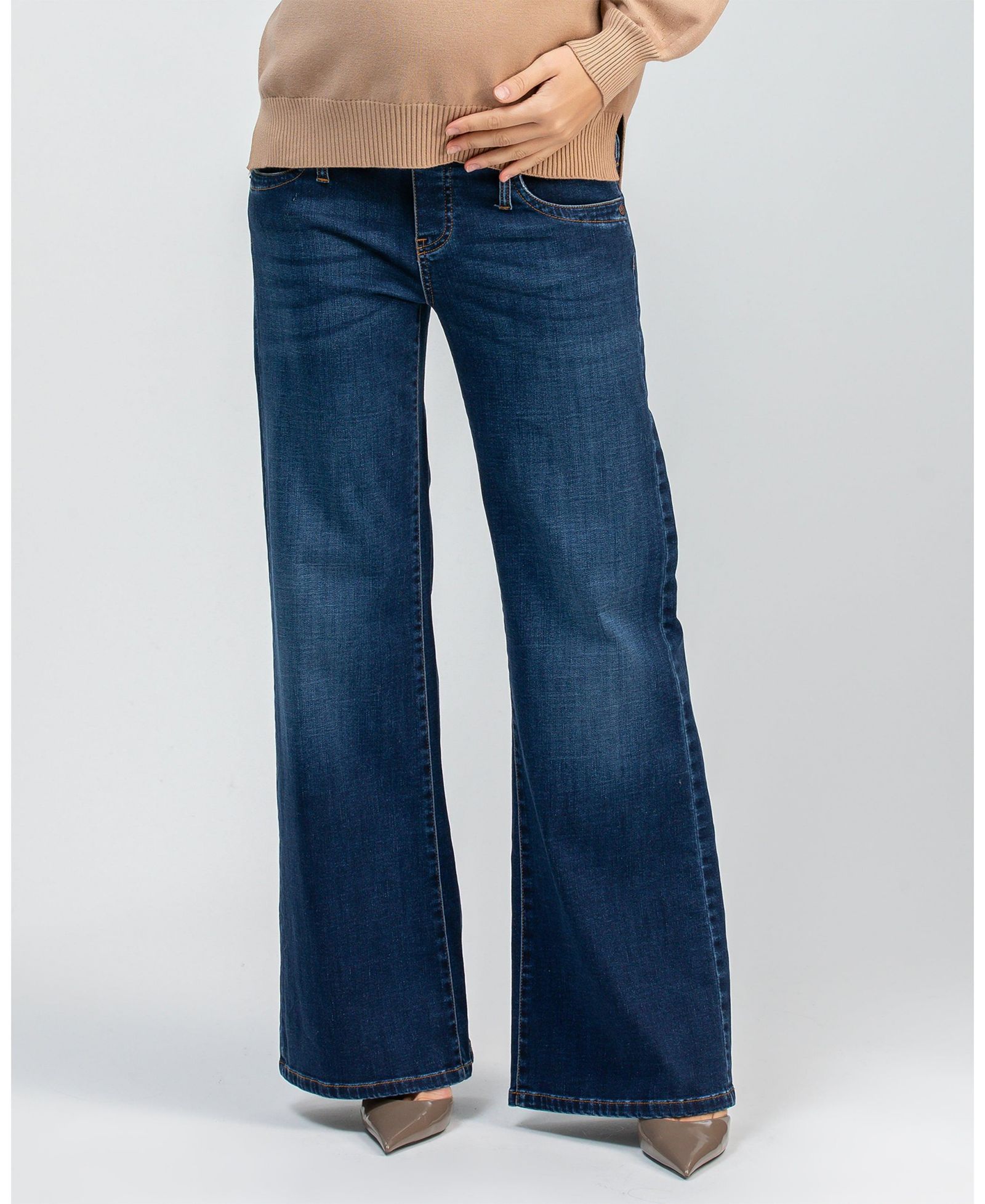 PIETRO BRUNELLI MATERNITY Maternity Wide-Leg Jeans with High-Waist Elastic Band