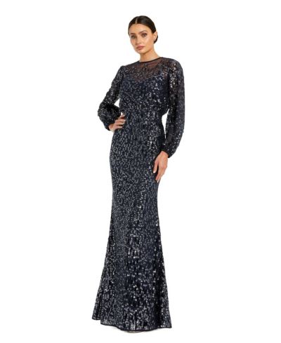 Mac Duggal Женский Sequin Long Sleeve Blouson Evening Gown