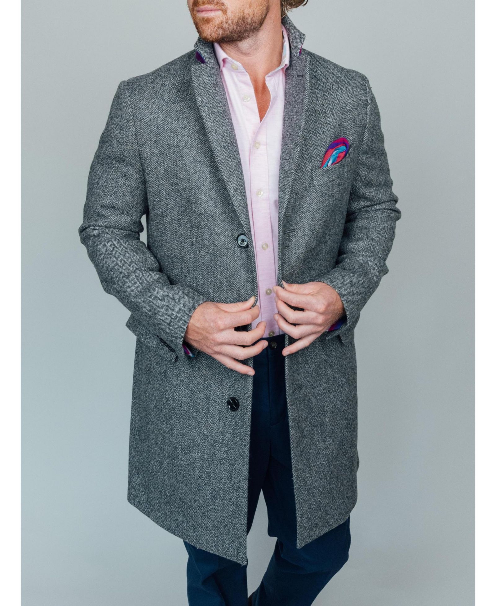 Koy Clothing Men's Long Sleeve Wool Collared Coat