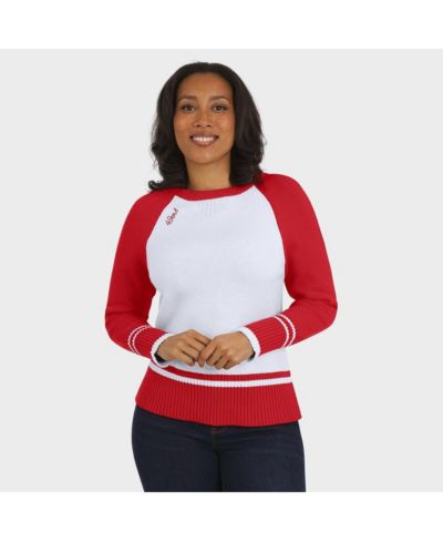 Женский свитер WEAR by Erin Andrews White/Scarlet San Francisco 49ers Color Block Raglan