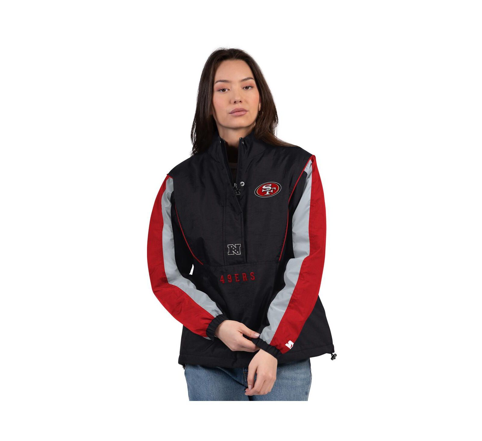 Женская куртка Starter San Francisco 49ers Thursday Night Gridiron Half-Zip, черная/алая