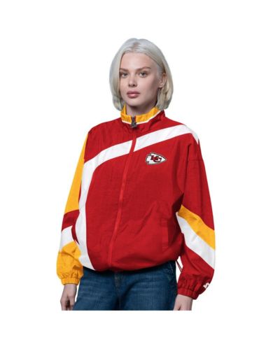 Starter Женский ветрозащитный худи на молнии Kansas City Chiefs, красный/золотой