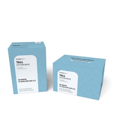Мешки для мусора Qualiazero 13 Gallon (Tall Kitchen Bags) без запаха, 50 шт/коробка, упаковка из 2 шт