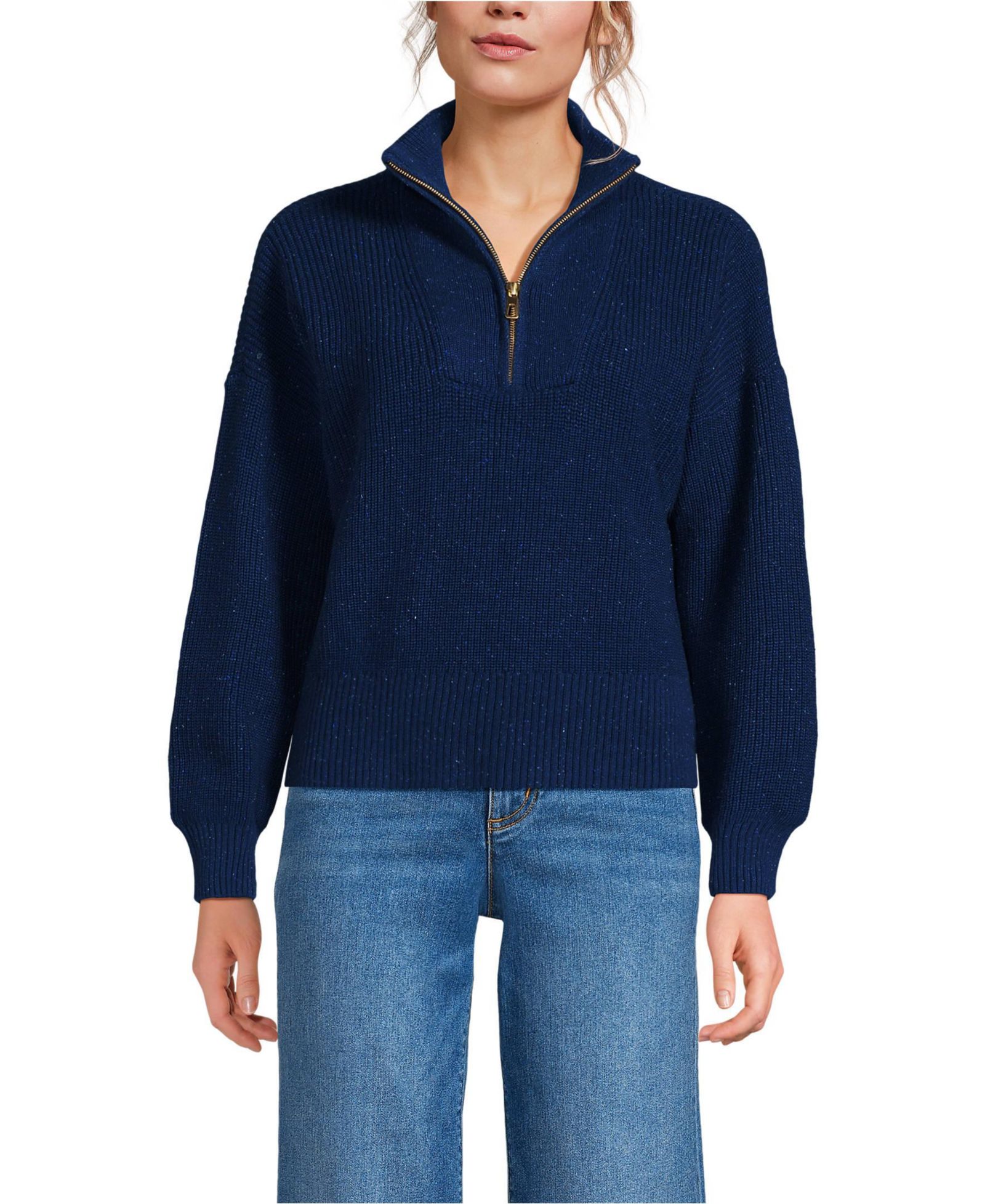 Женский джемпер Lands' End Drifter Shaker Wedge Quarter Zip