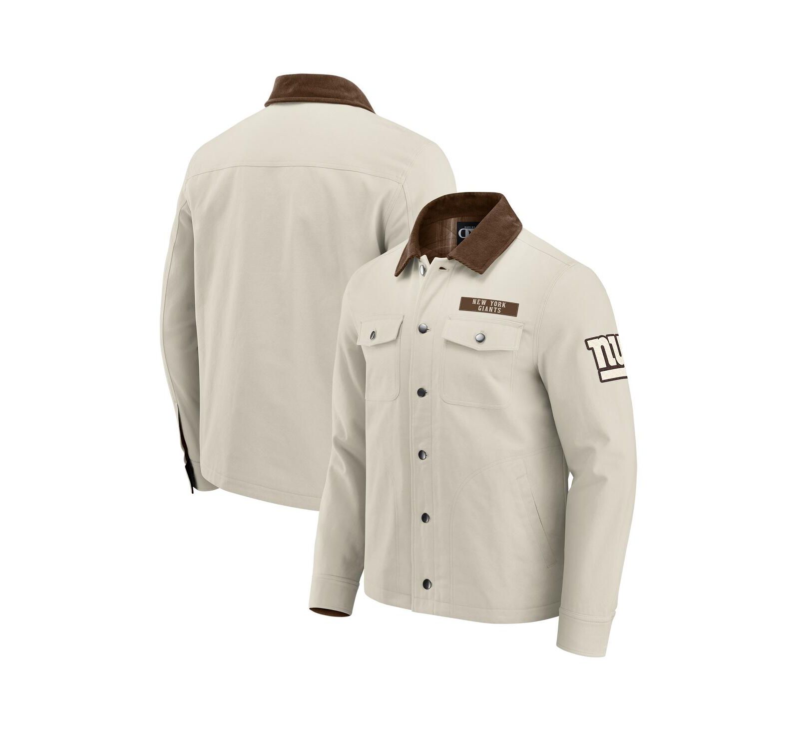 Fanatics Men's NFL x Darius Rucker Collection by Tan New York Giants Midweight Canvas Full-Button Jacket