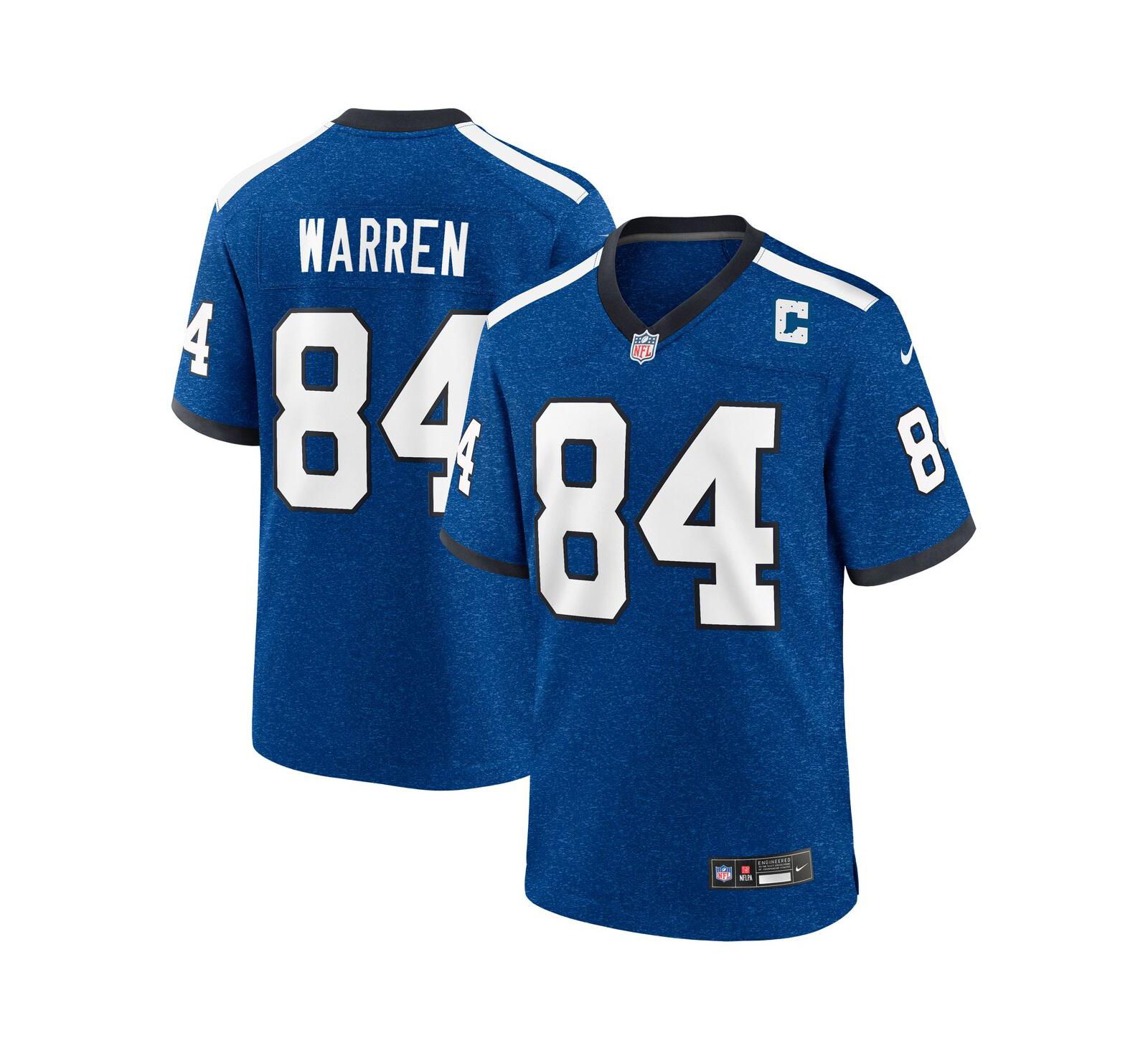 Мужская игровая джерси Nike Indianapolis Colts Tyler Warren, королевский синий меланж