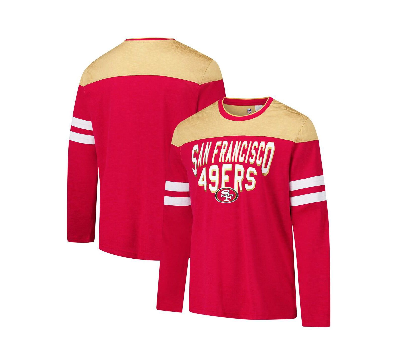 Мужская футболка G-III Sports by Carl Banks Scarlet/Gold San Francisco 49ers Adaptive Hail Mary с длинным рукавом