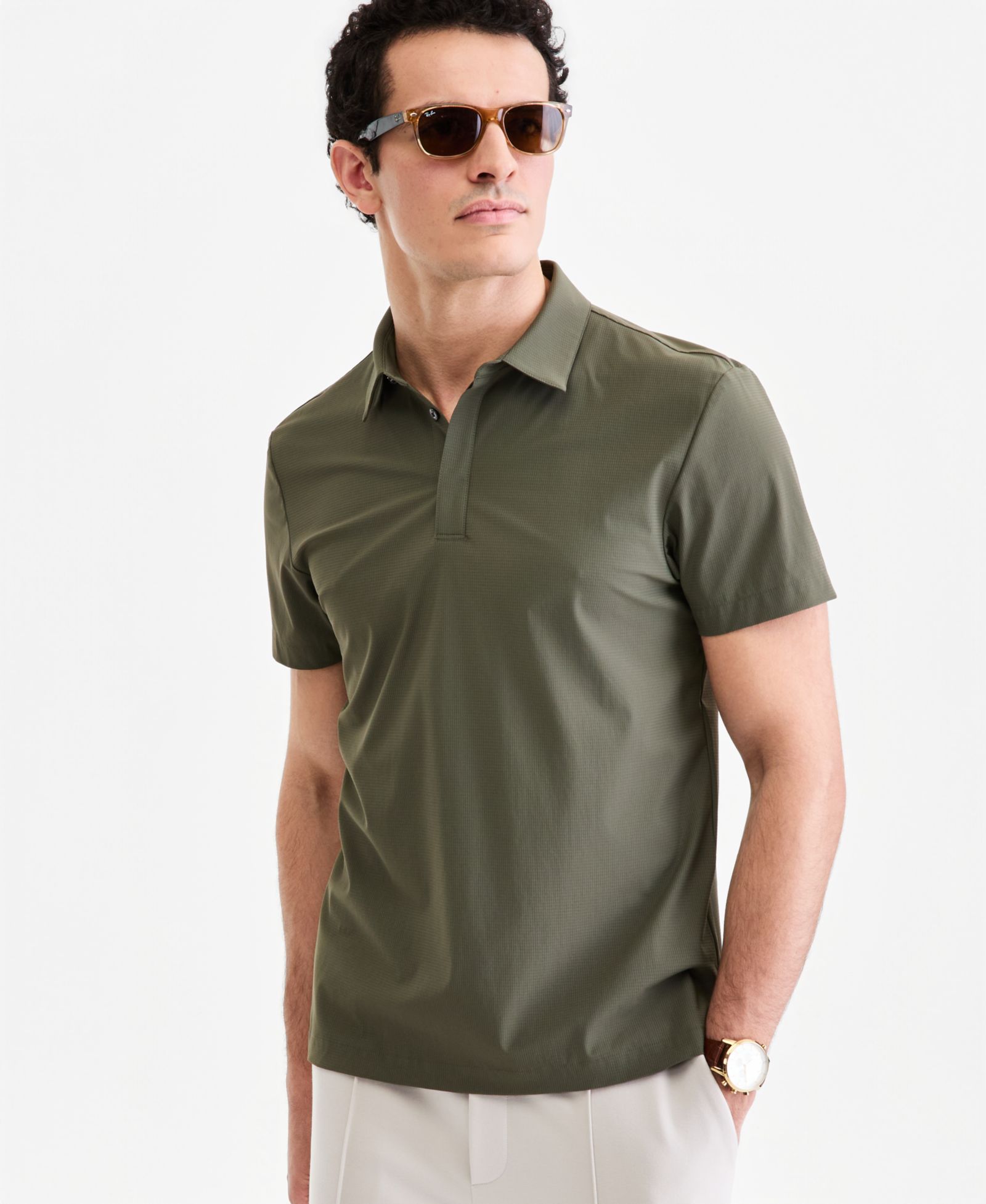 Alfani Men's Short-Sleeve Grid Texture Polo Shirt, Macy's Exclusive