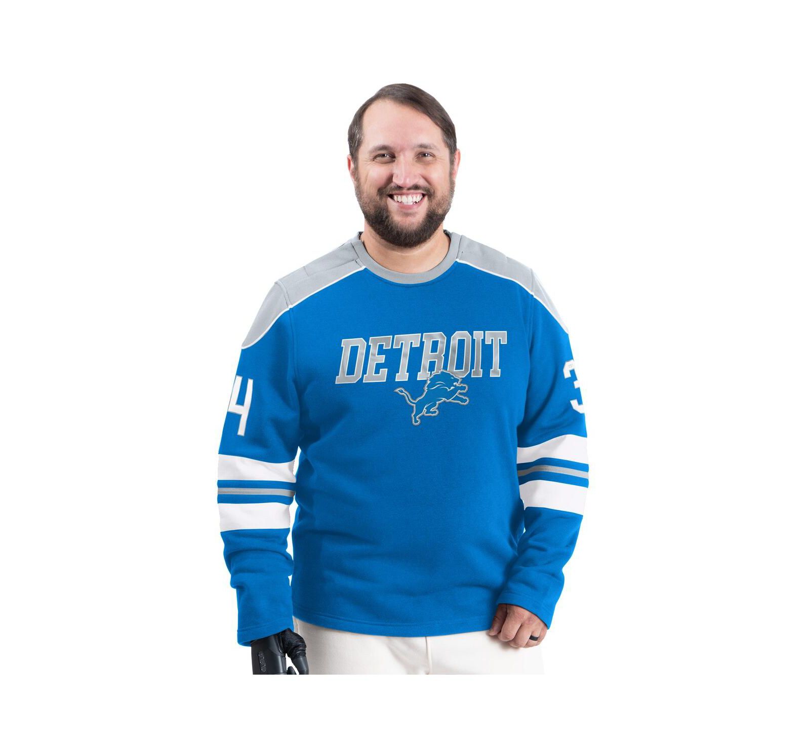 Мужское свитшот G-III Sports by Carl Banks Blue Detroit Lions Adaptive Lord Stanley Crewneck
