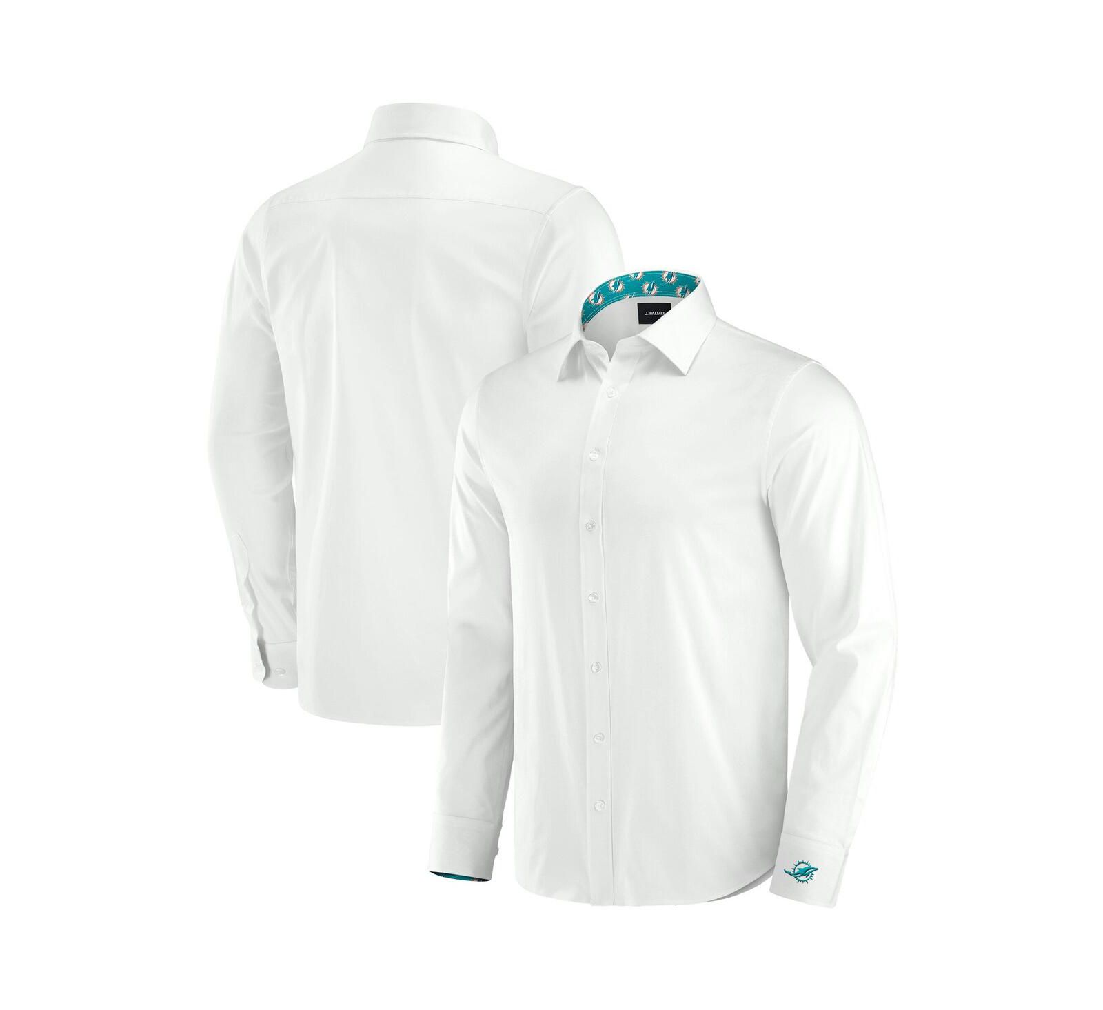 J. Palmer Мужская белая рубашка Miami Dolphins Long Sleeve Button-Up