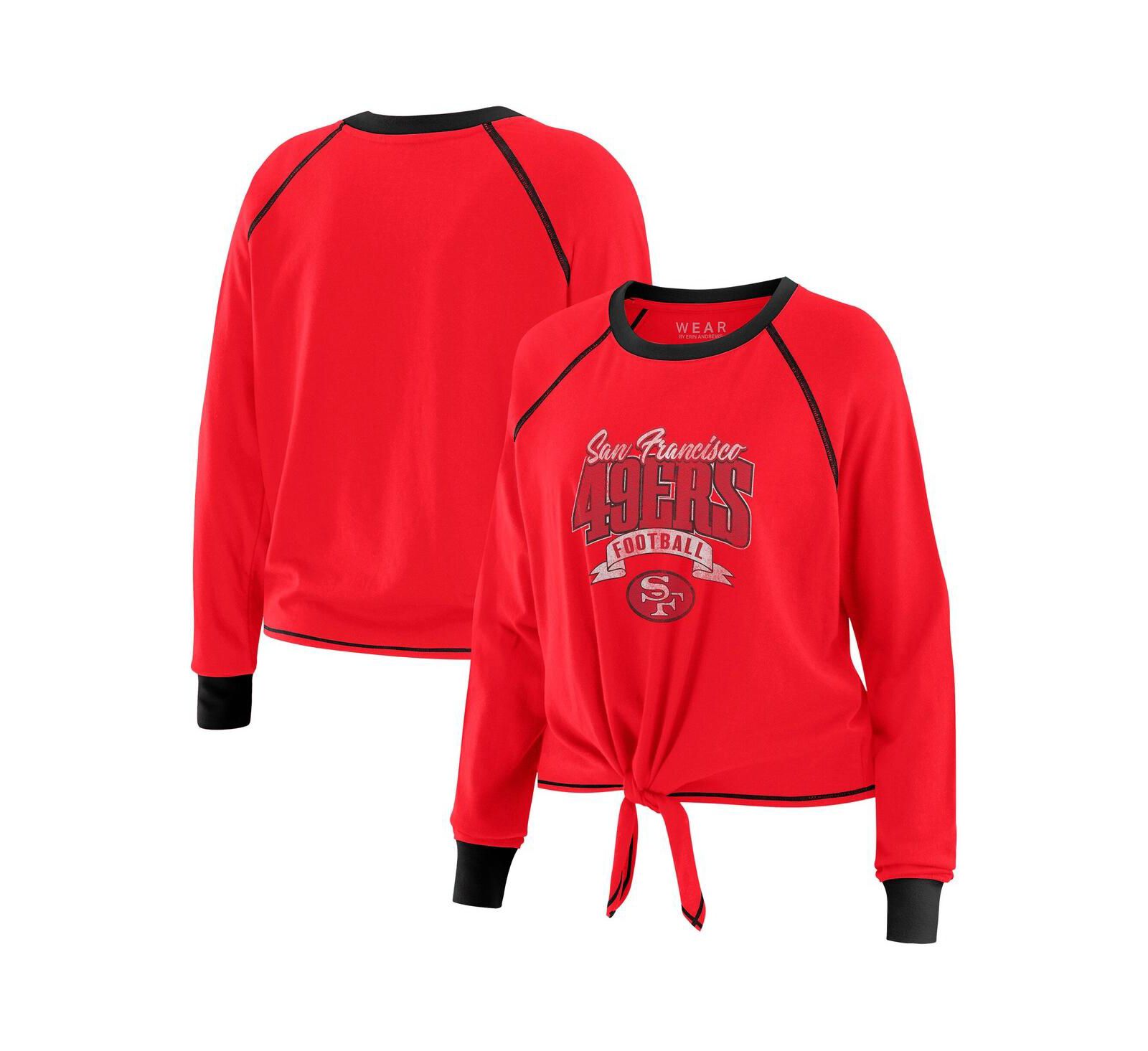 WEAR by Erin Andrews женский топ с длинным рукавом и завязками San Francisco 49ers алый/черный