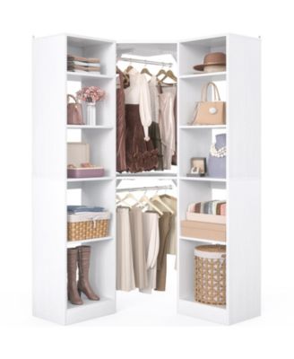 Aheaplus Система организации шкафа углового 40'' с 12 полками, 6-Tier Walk-in Corner Closet System с 2 штангами