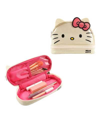 Косметичка Hello Kitty с белым глиттером 6"