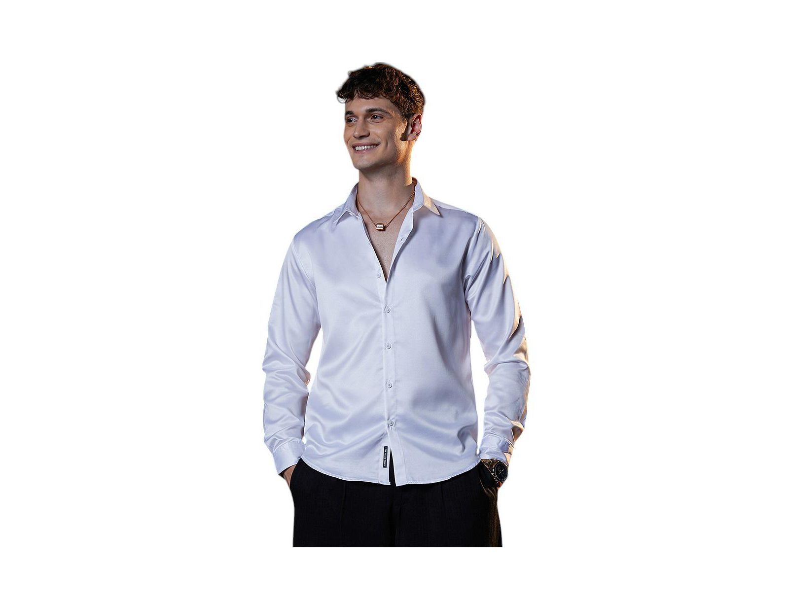 Мужская рубашка Campus Sutra Chalk White Satin Lustre