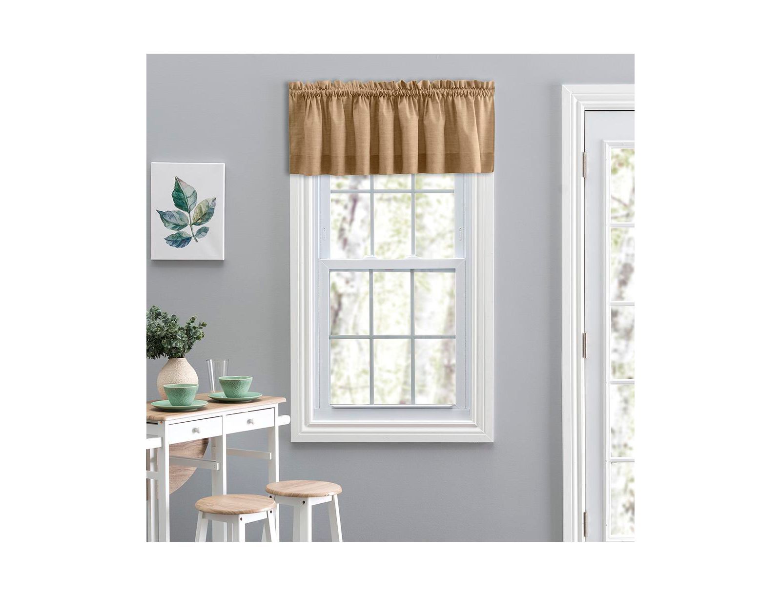 Ellis Lisa Solid Color Poly Cotton 1.5" Rod Pocket Duck Fabric Stylish Tailored Valance 58"x15" Tan