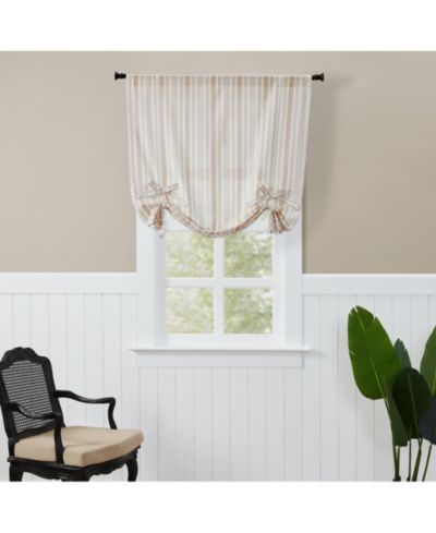 Kate Aurora Country Farmhouse Cotton Striped Tie Up Window Curtain