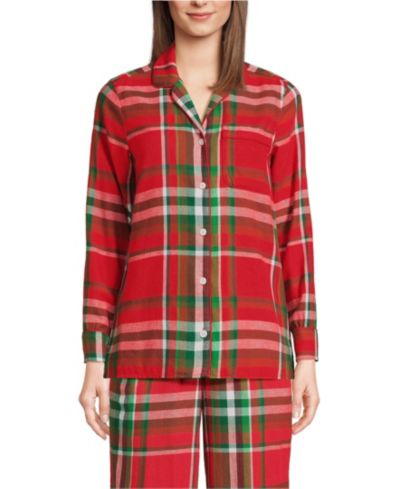 Lands' End Women's Tall Long Sleeve Print Flannel Pajama Top