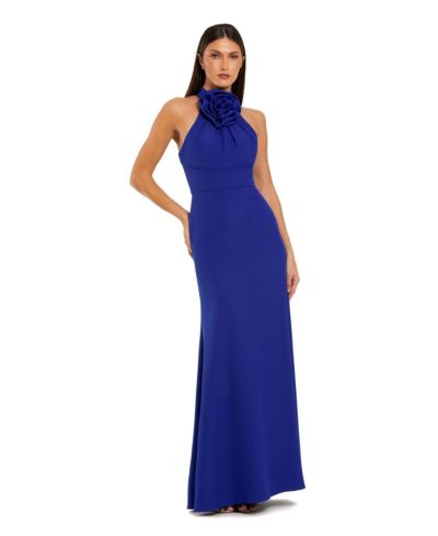 Женское вечернее платье Mac Duggal Halter Neck Crepe Column Floral Detail